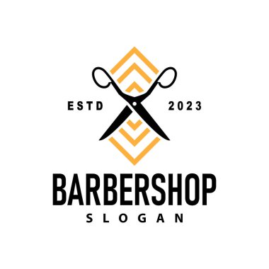 Makas logosu klasik basit berber kesim aracı siyah siluet çizimi