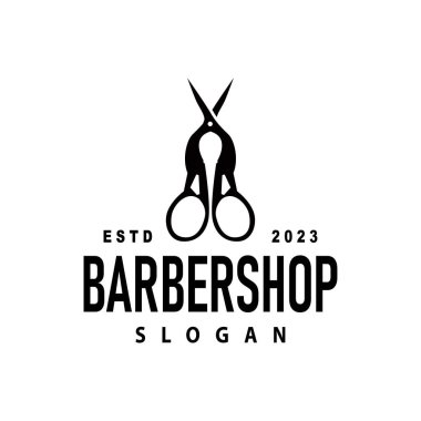 Makas logosu klasik basit berber kesim aracı siyah siluet çizimi