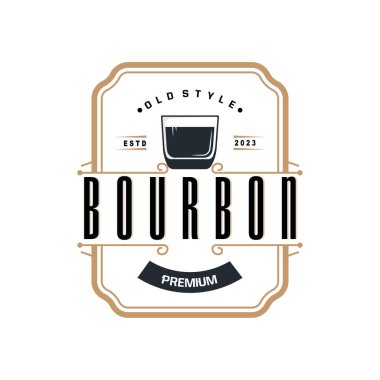 Viski Logosu, İçki Etiketi Tasarımı Eski Retro Vintage Resim Premium Şablonu