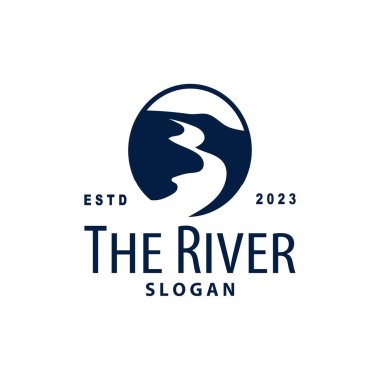 River logo, creeks, simple silhouette inspiration design river flow illustration template