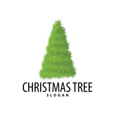 Simple Christmas tree logo design with abstract minimalist vector illustration christmas template