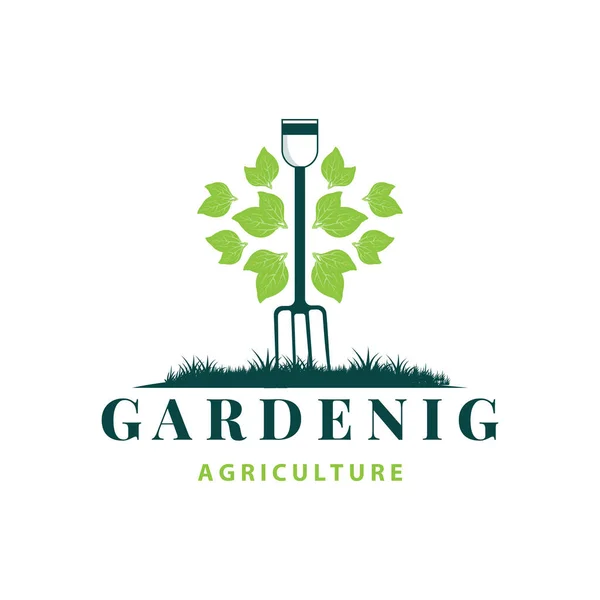 Diseño Inspirador Del Logotipo Del Jardín Para Equipos Plantación Estilo Ilustraciones de stock libres de derechos