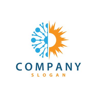 Sıcak ve soğuk logo, minimalist tasarım yangın, su, buz, güneş tapınağı basit ürün