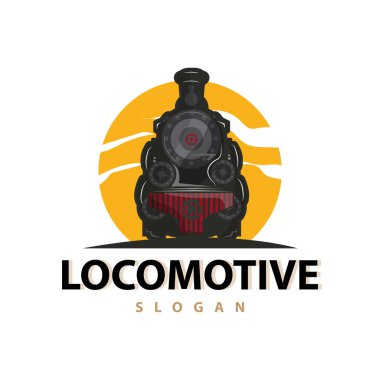 Buhar treni logo vektör illüstrasyonu eski tren silueti vintage lokomotif dizayn şablonu markası