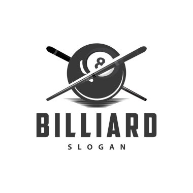 Bilardo Logosu Minimalist Tasarım Balosu ve Simge Çizim Şablonu