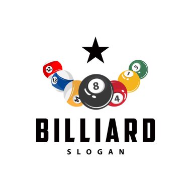 Bilardo Logosu Minimalist Tasarım Balosu ve Simge Çizim Şablonu