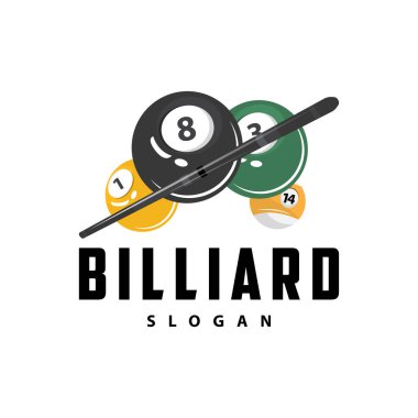 Bilardo Logosu Minimalist Tasarım Balosu ve Simge Çizim Şablonu