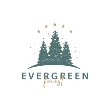 Orman logosu, Çam Ağaçlı Vector Ormanı, Tasarım Rozeti İllüstrasyonu