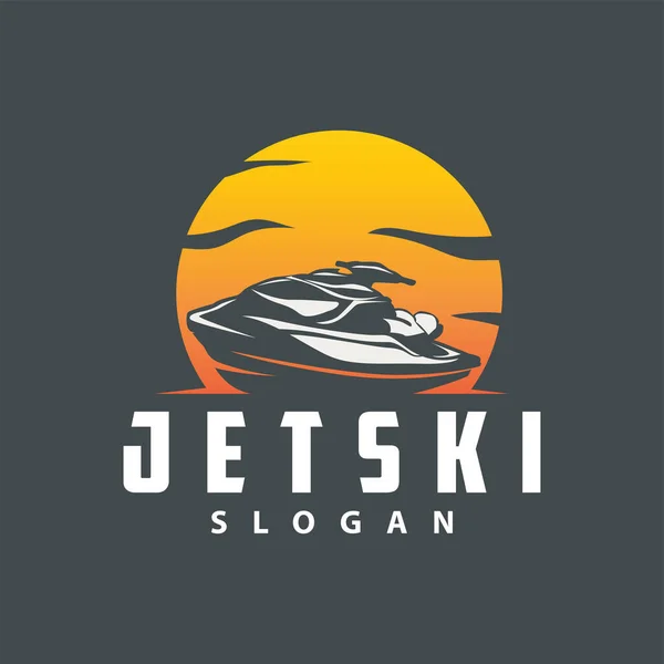 Jet ski logosu deniz sporu jetski marka logo rozeti aşırı su yarışı vektör iş tasarımı şablonu