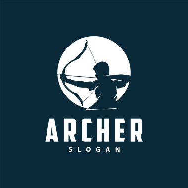 Archer logo vektörü siluet savaşçı okçuluğu basit tasarım yayı ve ok şablonu çizimi
