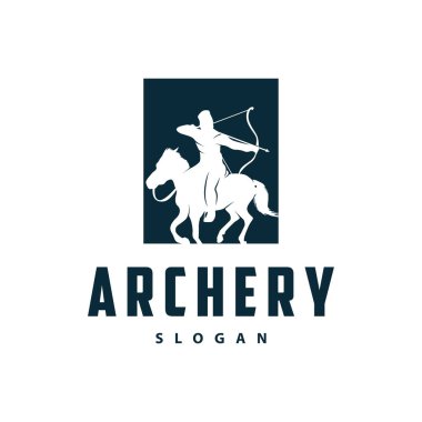 Archer logo vektörü siluet savaşçı okçuluğu basit tasarım yayı ve ok şablonu çizimi