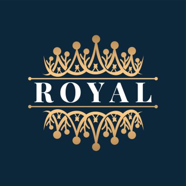 Veliaht logo tasarımı basit, lüks mücevher kralı ve kraliçe kraliyet illüstrasyonu.