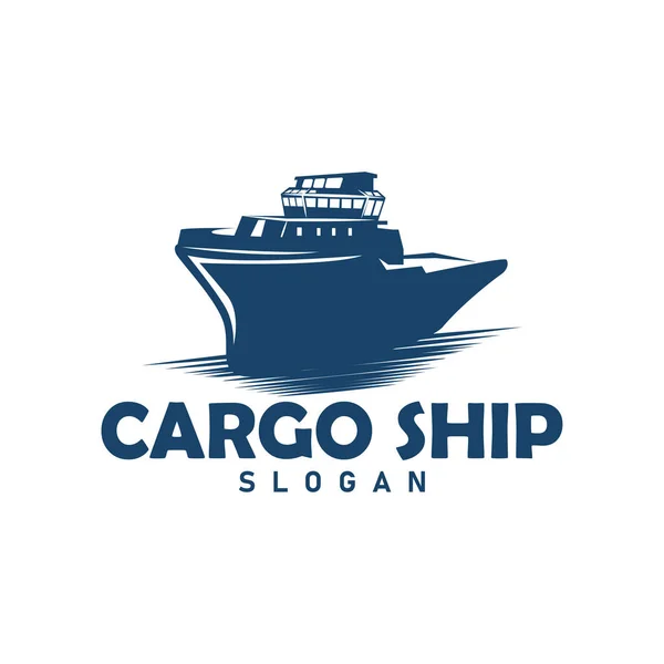Plantilla Simple Buque Logotipo Diseño Vector Transporte Marítimo Empresa Silueta — Vector de stock