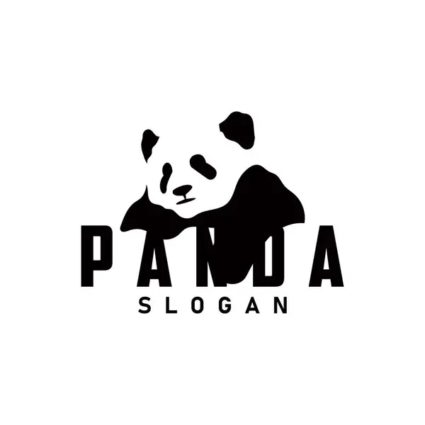 Aranyos Egyszerű Lusta Fekete Fehér Panda Állat Sziluett Design Sablon Stock Vektor