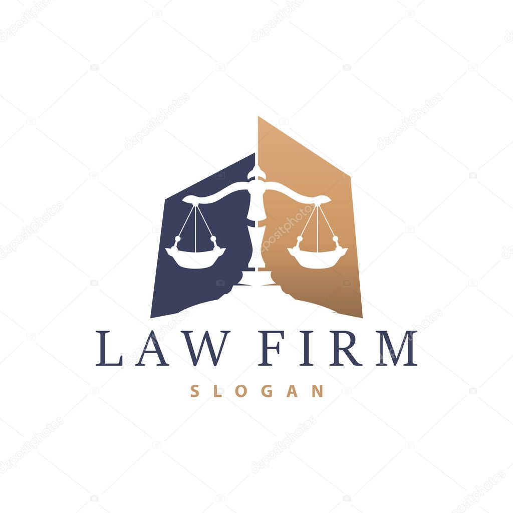 Lawyer Logo, Law Court Simple Design, Legal Scales Template Illustration Vector