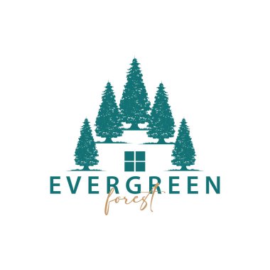 Orman logosu, Çam Ağaçlı Vector Ormanı, Tasarım Rozeti İllüstrasyonu