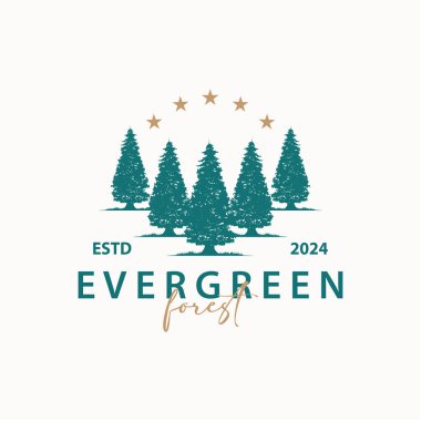 Orman logosu, Çam Ağaçlı Vector Ormanı, Tasarım Rozeti İllüstrasyonu
