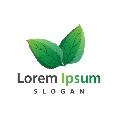 Yaprak logosu tasarımı simgesi yeşil doğa element ekoloji vektör illüstrasyon şablonu