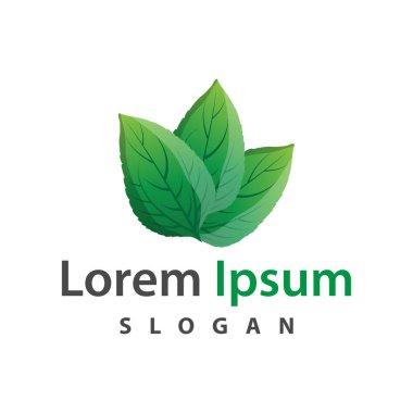 Yaprak logosu tasarımı simgesi yeşil doğa element ekoloji vektör illüstrasyon şablonu