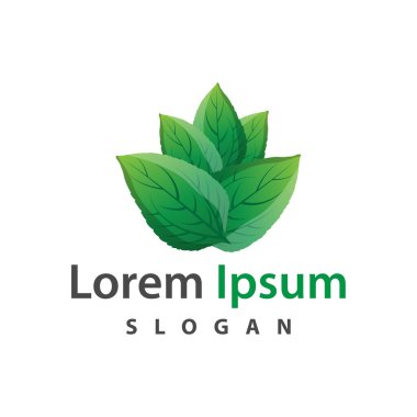 Yaprak logosu tasarımı simgesi yeşil doğa element ekoloji vektör illüstrasyon şablonu