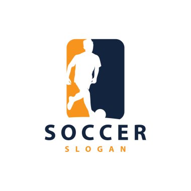 Futbol logosu siyah silueti spor oyuncusunun basit futbol şablonu çizimi