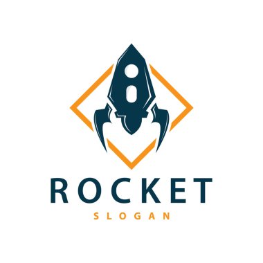 Uzay keşif aracı teknolojisi uzay roketi logosu tasarımı illüstrasyon modern basit şablon