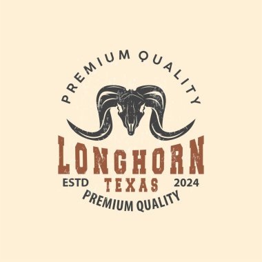 LongHorn Hayvan Logosu Tasarımı, Çiftlik Retro Vintage Boynuz Minimalist Basit Şablon İllüstrasyonu