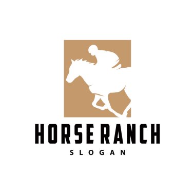 At logosu basit çizim at çiftliği şablonu Batı kovboy antika siluet tasarımı