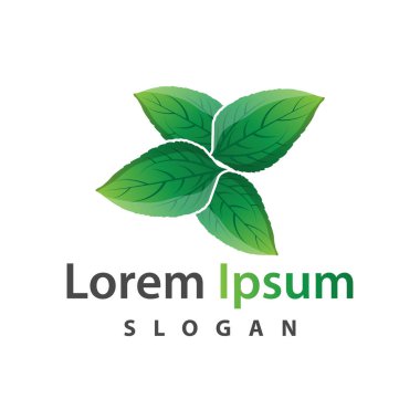 Yaprak logosu tasarımı simgesi yeşil doğa element ekoloji vektör illüstrasyon şablonu