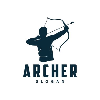 Archer logo vektörü siluet savaşçı okçuluğu basit tasarım yayı ve ok şablonu çizimi