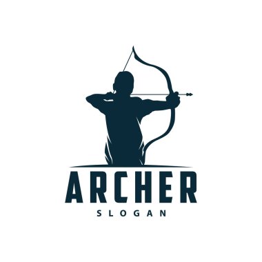 Archer logo vektörü siluet savaşçı okçuluğu basit tasarım yayı ve ok şablonu çizimi