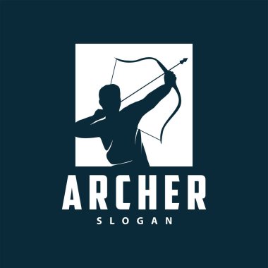 Archer logo vektörü siluet savaşçı okçuluğu basit tasarım yayı ve ok şablonu çizimi