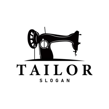 Terzi Logosu, İğne ve İplik Vektörü, Retro Vintage Basit Minimalist Eski İlham Tasarımı