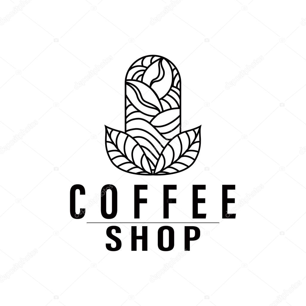 Simple caffeine drink coffee logo design cafe business vector coffee beans, bar, restaurant vintage model