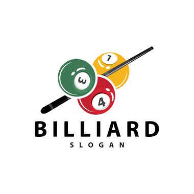Bilardo Logosu Minimalist Tasarım Balosu ve Simge Çizim Şablonu