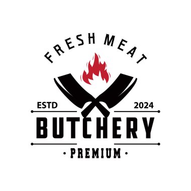 Şef bıçak logosu. Kasap bıçağı markası ve kasap bıçağı pazarı için eski model bir tasarım.