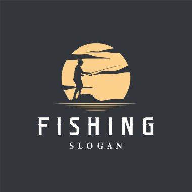Balıkçı Logosu, Basit Balıkçı Silueti Şablonu Tasarımı