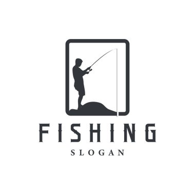 Balıkçı Logosu, Basit Balıkçı Silueti Şablonu Tasarımı