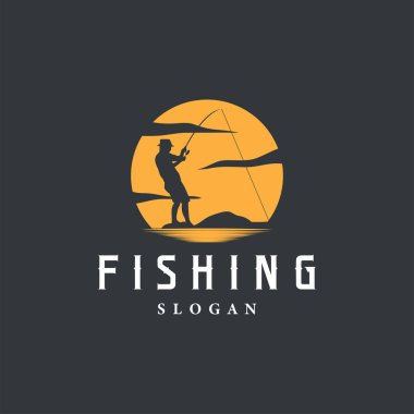 Balıkçı Logosu, Basit Balıkçı Silueti Şablonu Tasarımı