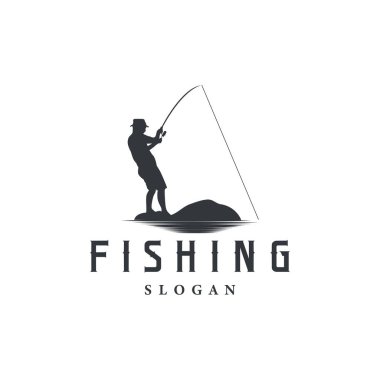 Balıkçı Logosu, Basit Balıkçı Silueti Şablonu Tasarımı
