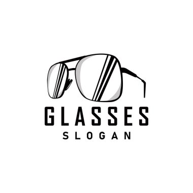 siyah siluet tasarımı gözlük logosu modern ve modaya uygun basit moda tapınağı çizimi
