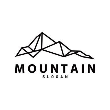 Dağ Doğa Manzarası Logosu Basit Minimalist Tasarım, Vektör Çizim Sembol Şablonu
