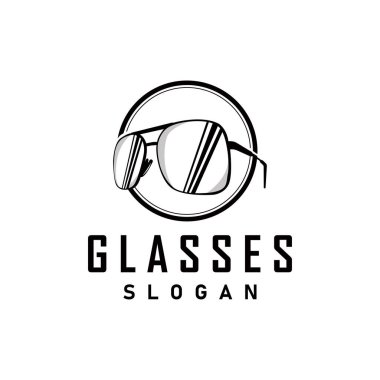siyah siluet tasarımı gözlük logosu modern ve modaya uygun basit moda tapınağı çizimi