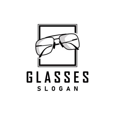 siyah siluet tasarımı gözlük logosu modern ve modaya uygun basit moda tapınağı çizimi