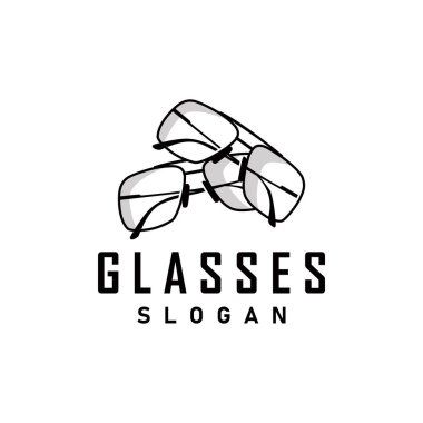 siyah siluet tasarımı gözlük logosu modern ve modaya uygun basit moda tapınağı çizimi
