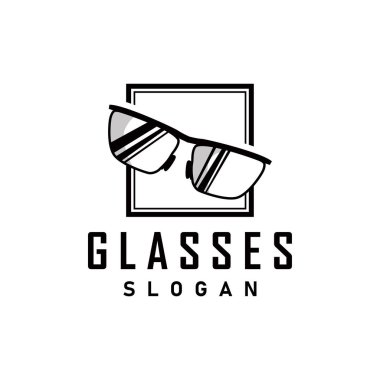 siyah siluet tasarımı gözlük logosu modern ve modaya uygun basit moda tapınağı çizimi