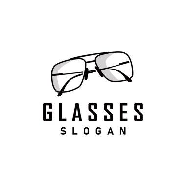 siyah siluet tasarımı gözlük logosu modern ve modaya uygun basit moda tapınağı çizimi