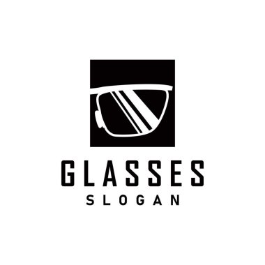 siyah siluet tasarımı gözlük logosu modern ve modaya uygun basit moda tapınağı çizimi