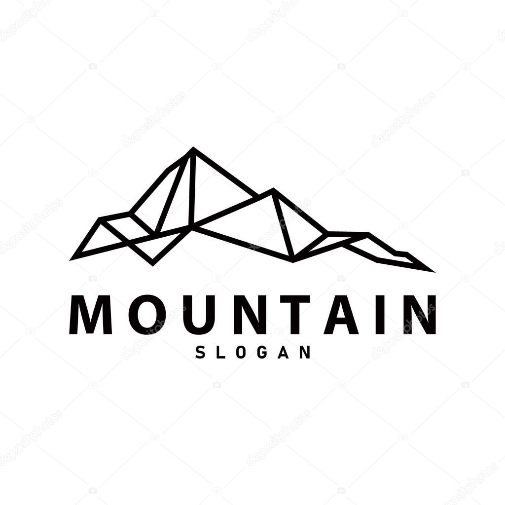 Mountain Nature Landscape Logo Simple Minimalist Design, Vector Illustration Symbol Template