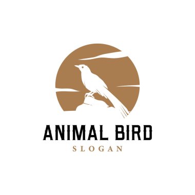 Siyah siluet kuş logosu tasarımı basit klasik kuş sevici çizimi şablonu